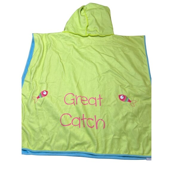 Reversible Kids Hooded Towel Poncho FlapJackKids Great Catch Fish Upon Star NWT - Picture 4 of 5